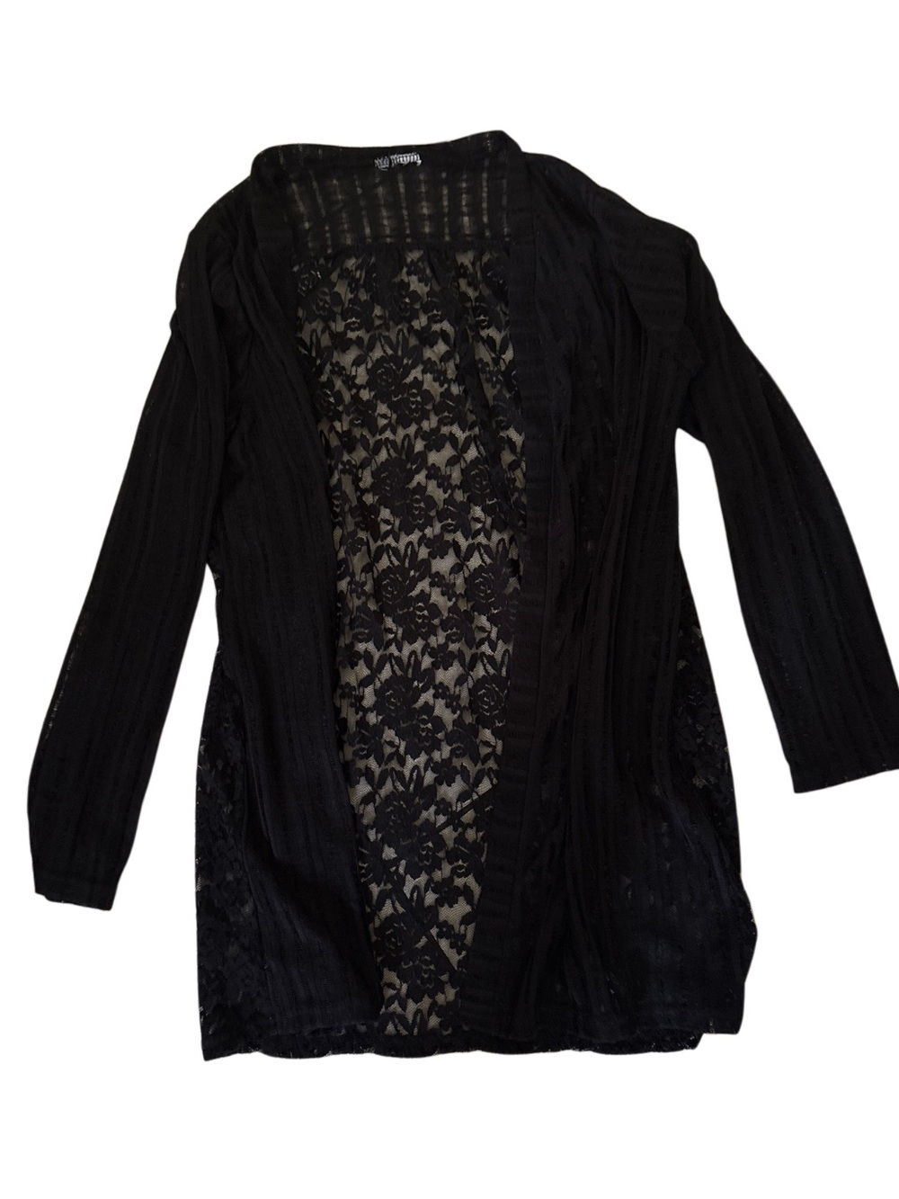 Source Unknown Black Lace-Back Open Cardigan